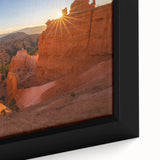 Extra large framed canvas of Bryce Canyon with textured, colorful art in black, focusing on red and orange rock formations.
