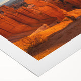 Art deco poster featuring Bryce Canyon in muted orange and red hues on rolled canvas, suitable for dining room decor.