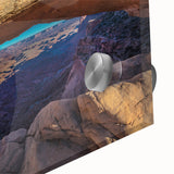 Mid-century modernist large abstract wall art of Utah's Canyonlands in vibrant earth tones, acrylic print.