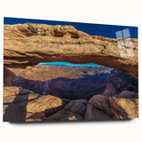 Acrylic print of Canyonlands, Utah in earthy red and orange tones, suitable for bedroom or dining room decor.