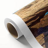 Art deco poster of Canyonlands with muted earth tones on rolled canvas, ideal for nursery wall art.