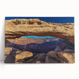 Black and white panoramic image of Canyonlands on stretched canvas, suitable as kitchen wall art or for bedroom ambiance.