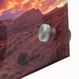 Large abstract wall art of Capitol Reef in Utah on acrylic glass, in muted earth tones, ideal for dining room decor.