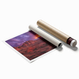 Rolled print of Capitol Reef, Utah, showcasing red rock formations and sparse greenery in natural earth tones.