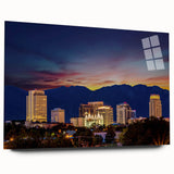 Acrylic print of Salt Lake City with muted earth tones, ideal for bedroom or dining room art.