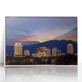 Art Deco poster of Salt Lake City with pastel hues on a white framed acrylic, suitable for modern nursery wall decor.