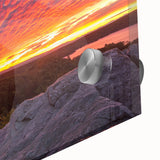 Large abstract wall art featuring mid-century modernist design with soft blue and green tones on acrylic glass.