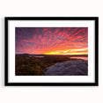 Extra large abstract art print featuring textured, colorful scenery of Vermont, in a black framed mat.