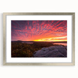 Textured abstract art print depicting a Vermont landscape in muted earth tones, framed with a silver mat.