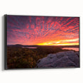 Framed canvas featuring a black and white vintage-style Vermont landscape, ideal for bedroom wall decor.