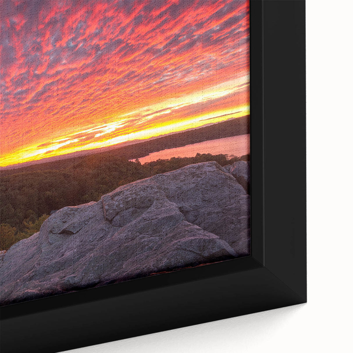 Extra large framed canvas depicting a textured Vermont landscape in vibrant colors, ideal for living room decor.