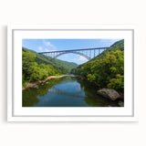 Abstract art print of Virginia scenery in muted earth tones, framed with a white mat, suitable for dining room decor.
