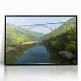 Large abstract wall art depicting Virginia scenery in muted earth tones, framed in black acrylic.