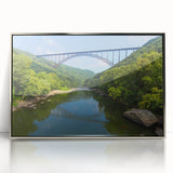 Mid-century modernist art depicting Virginia scenery in muted earth tones on a framed acrylic print.