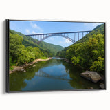 Black and white framed canvas of a Virginia landscape, vintage poster style, ideal for bedroom decor.