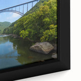 Framed canvas featuring a textured depiction of a Virginia landscape in black with colorful accents.