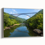 Framed canvas featuring a vintage-style landscape art painting of Virginia scenery in colorful hues.