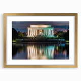 Abstract art print of Washington DC scenery in textured gold frame, ideal for extra large wall art in a living room.