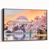 Black and white framed canvas of Washington DC monument landscape, ideal for bedroom wall decor.