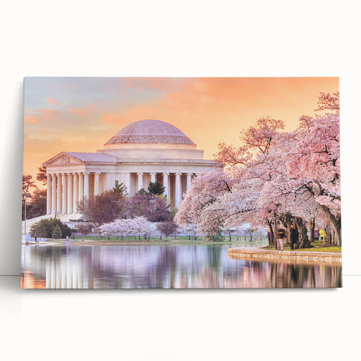 Black and white stretched canvas of Washington DC monuments, ideal for kitchen wall art or bedroom ambiance.