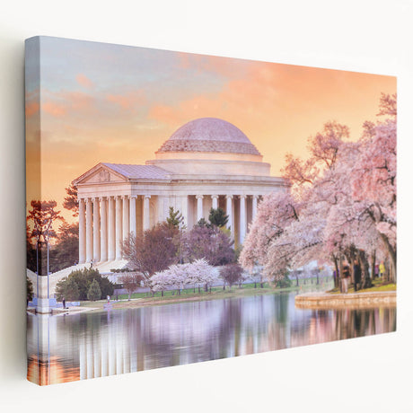 Washington DC monument depicted in muted gray tones on a large stretched canvas, suitable for kitchen wall art.