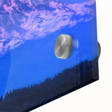 Acrylic print of Mount Rainier in muted gray and blue tones, ideal for dining room art in a mid-century modernist style.