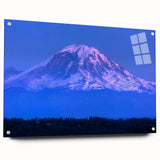 Acrylic print of Mount Rainier with a clear sky, in natural colors, suitable for bedroom or dining room decor.