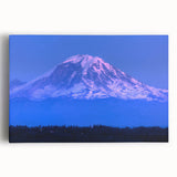 Black and white photo of Mount Rainier on stretched canvas, ideal for kitchen wall art.