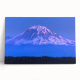 Black and white stretched canvas of Mount Rainier, ideal for kitchen wall art or bedroom ambiance.