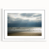 Abstract art print of Olympic scenery in Washington, featuring muted earth tones on a framed white mat.