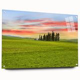 Acrylic print of a large abstract depiction of the Palouse region in Washington, featuring earthy green and brown tones.