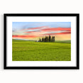 Extra large abstract art print of colorful, textured Palouse scenery in a black frame, ideal for living room decor.