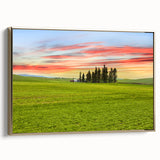 Framed canvas depicting a vintage-style landscape of the Palouse in Washington, with muted earth tones.