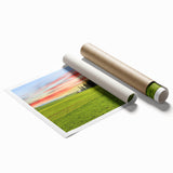 Extra large rolled print of Palouse, Washington scenery with vibrant green fields and blue skies.