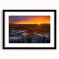 Extra large abstract art print of West Virginia scenery in vibrant colors on a textured canvas, framed in black.