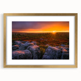 Extra large abstract art print of West Virginia scenery in gold frame, featuring textured brush strokes in earth tones.