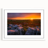 Abstract art print of West Virginia scenery in muted earth tones on a framed white matte canvas.