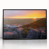 Large abstract wall art depicting a West Virginia landscape in muted earth tones on a framed acrylic.