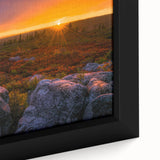 Textured black wall art depicting a West Virginia scenery on an extra-large framed canvas with colorful accents.