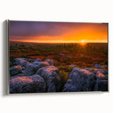 Landscape art painting of West Virginia hills on framed canvas, featuring subdued green and blue tones.