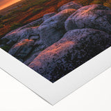 Art deco poster of West Virginia landscape in muted greens and blues on rolled canvas, suitable for dining room decor.