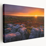 West Virginia landscape on stretched canvas, featuring muted greens and blues, ideal for kitchen wall decor.