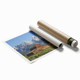 Extra large rolled print of Grand Tetons scenery with vibrant green and blue tones, ideal for classy bathroom wall art.