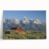Black and white stretched canvas of the Grand Tetons, ideal for kitchen wall art or bedroom ambiance.