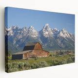 Grand Tetons landscape on a large stretched canvas with muted earth tones, ideal for kitchen wall art.