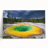 Black and white stretched canvas of Yellowstone scenery, ideal for kitchen wall art or bedroom ambiance.