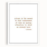 Abstract art print featuring warm autumnal shades on a white framed canvas, suitable for dining room or bedroom decor.