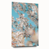 Large abstract spring-themed art on acrylic glass displaying vibrant green and soft pink tones.
