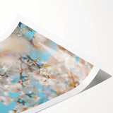 Extra large wall art featuring line art flowers in soft pastel shades on a rolled canvas.