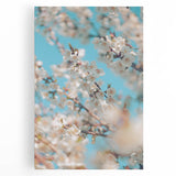 Large black and white stretched canvas depicting spring season, suitable for kitchen wall art.